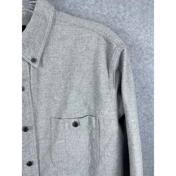 J Crew Shirt Men's L Gray Long Sleeve Button Down Elbow Pads Canvas Casual - Picture 3 of 10